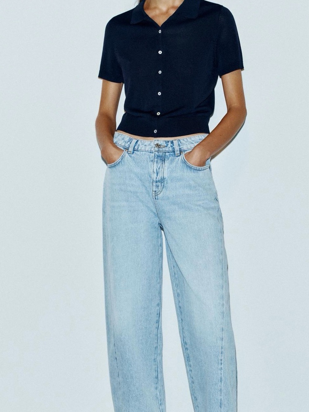 Zara Light Blue High-Waist Wide Leg Jeans - Women